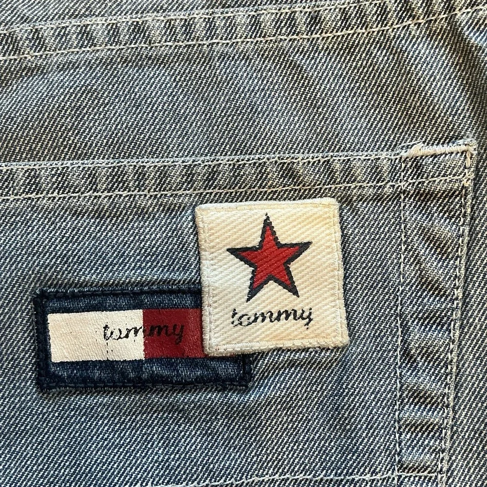 Tommy Hilfiger Vintage‎ Womens Sz 7 Shorts Patches Rare Flat Front Blue